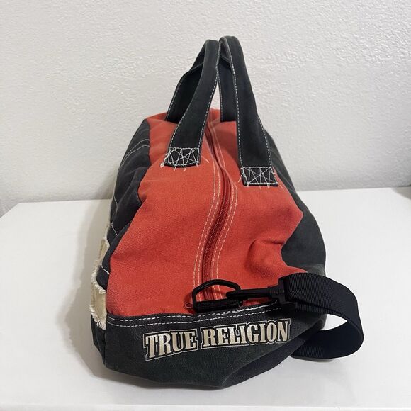 True Religion Canvas Duffel Bag Travel Gym Tote Handbag Carryall Crossbody Y2K - Picture 7 of 16